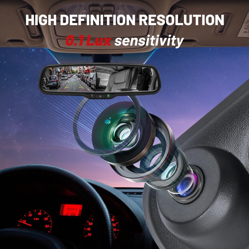 RED WOLF Tailgate Backup Camera + 7" Rear View Mirror