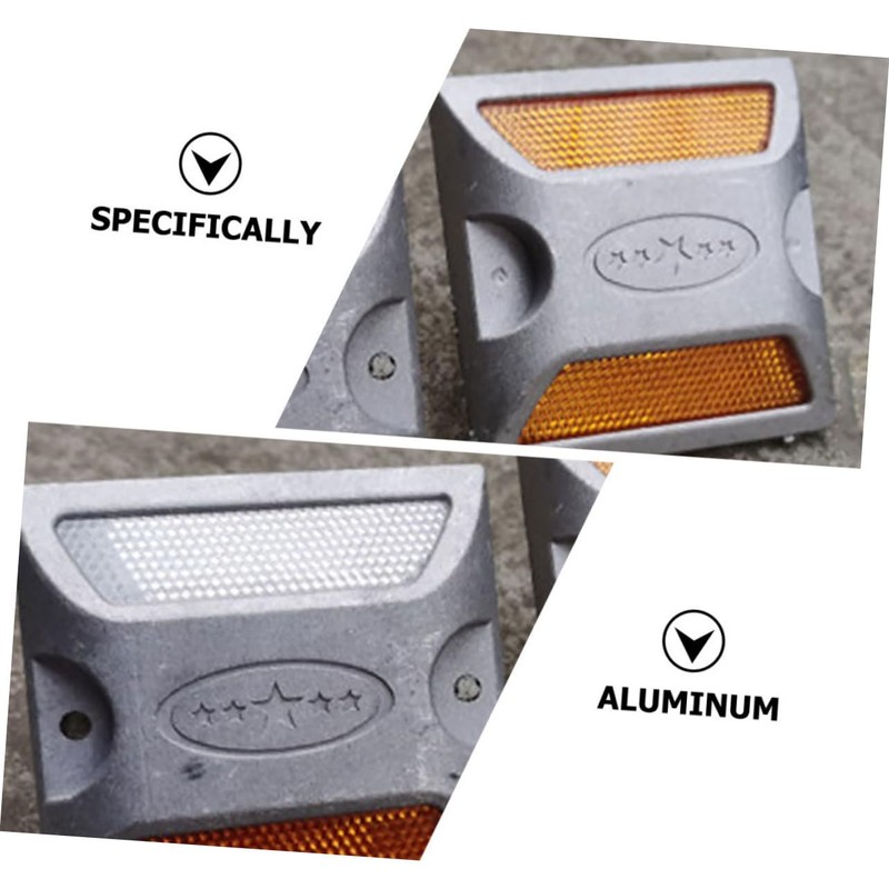 COHEALI 4pcs Reflective Driveway Markers Durable Aluminum Road Reflectors for