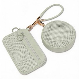 GIVLEFLY 2PCS Mini Mesh Pouch Set for Women, Small Pouch for Purse with Detachable Wristlet Keychain, Coin Purse and Card Holder for Makeup, Earbuds, Keys and Travel Essentials
