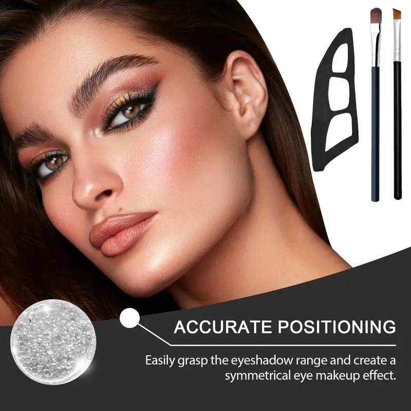 3-Piece Eye Makeup Template Kit with 2 Eyeshadow Brushes and