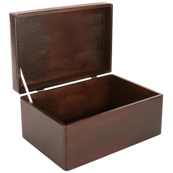 Creative Deco Large Brown Wooden Storage Box | 30 x 20 x 14 cm (+/-1 cm) | with Hinged Lid | Gift Box for Christmas Xmas Kitchen Storage | Wood Keepsake Memory Craft Chest