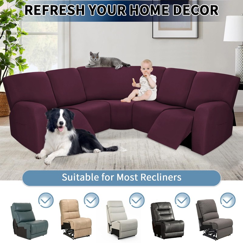 PureFit Additional Seat Cover for Reclining Couch Covers, Super Stretch