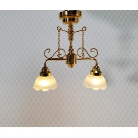The Miniature Lighting Co Dollhouse Miniature LED Battery Ceiling Light 2 Arm Chandelier 1:12 Scale LT7435