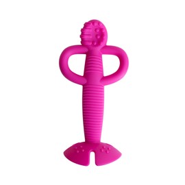 Busy Baby Teething Spoon - 2-in-1 Teether and Training Spoon for Teething Babies and Toddlers to Master Self Feeding - Dishwasher Safe - BPA Free - Made from Food Grade Silicone - Pink