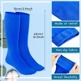 Handepo 4 Pairs Figure Skating Socks High Tights Skate Sock Ice Nylon Skating Socks for Ice Skates Dance(Black, White, Nude, Royalblue)