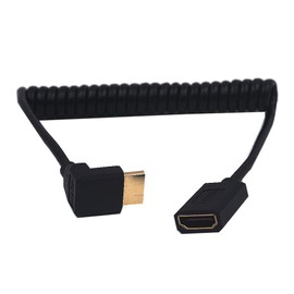 Kework 4ft HDMI 8K@60Hz Extension Coiled Cable, 90 Degree Up Angle HDMI 2.1 Version Male to Female Extender Adapter Shield Spiral Spring Cord, Dynamic HDR, 48Gbps High Speed