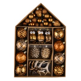 Valery Madelyn Fall Ornaments for Christmas Trees, 70ct Bronze Copper and Gold Shatterproof Christmas Fall Tree Decorations, Woodland Brown Hanging Ball Ornaments Bulk for Thanksgiving Autumn Harvest