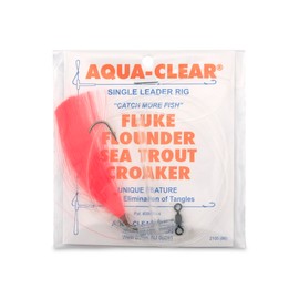 Aqua-Clear, Hair Teaser Rig, Flounder/Fluke/Sea Trout/Weakfish/Croaker, 3/0 XL Nickel Hook, AFW Swivel, 40 lb / 18.1 kg Grand Slam Mono, T-Standoff, Pink Hair