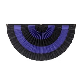 Memorial Pleated Fan - Indoor/Outdoor 5-Stripe Black & Purple Bunting, Mourning and Holiday Banner, Made in the USA, 1' x 2', Heavyweight Cotton Fabric, by Old Glory Bunting