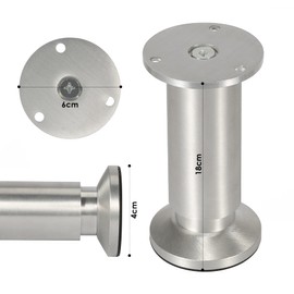 Sonnewelt Set of 4 Furniture Feet, High-Quality Aluminium Furniture Feet, 180 mm Adjustable for Individual DIY Furniture, Furniture Legs, Kitchen Cabinets, Stainless Steel, Round Cabinet Feet