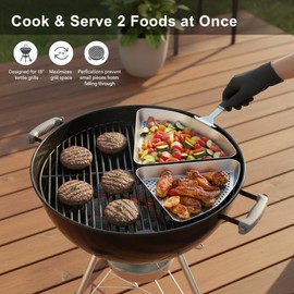 BBQ Grill Basket for Kettle Grills The Kettle Grill Accessories for Outdoor Grill Set Includes 2 stainless steel grilling baskets & ClipOn Handle Designed for 18 Kettle Grill Models a Perfect