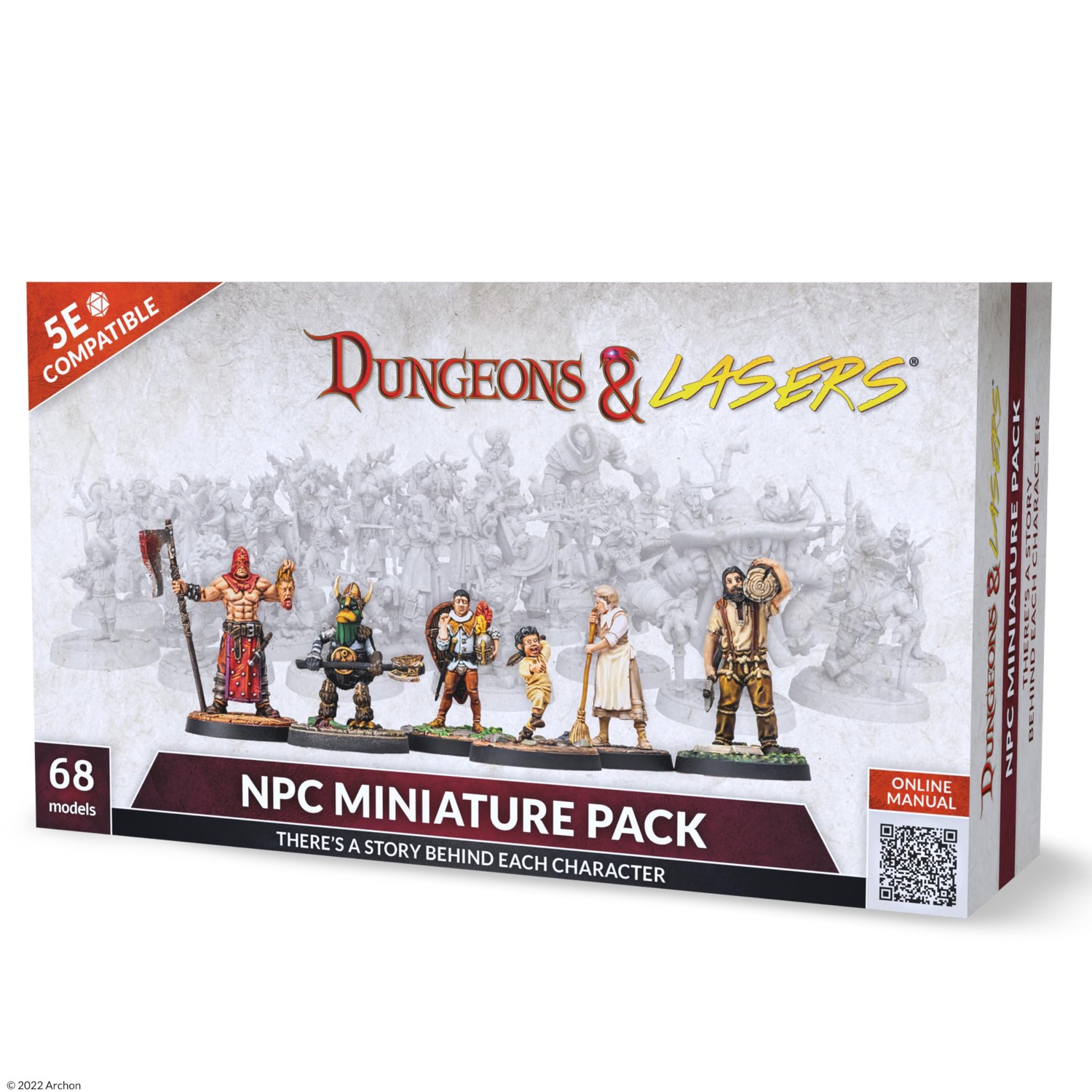 Dungeons & Lasers Townsfolk - 62 Miniature NPC Per Giochi Di Ruolo, 28 Mm, Non Verniciate, Per D&D E 5E