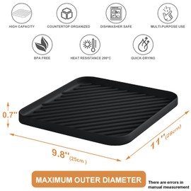 HvOvMvE Silicone Organizer Tray for Kitchen Sink and Bathroom, Dishwasher Tray, Versatile Bathroom and Drawer Organizer Trays, Non-Slip Countertop Tray (Black)