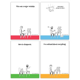 Guajolote Prints Funny Notepads (4-Pack) 4 X 5.25 inch, Humorous Office Gift for Friends and Coworkers (White 4-Pack)