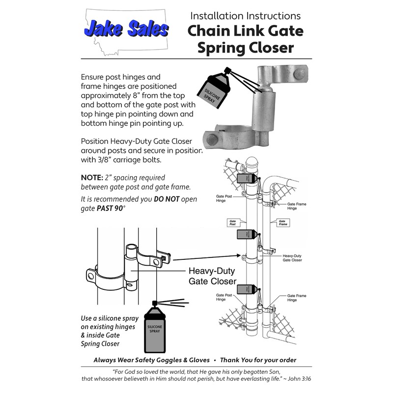 Chain Link Gate Spring Closer for 1-5/8" OD Gate Frame