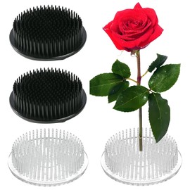 TS-MAYKA 4 Pcs Flower Frog, Plastic Pin Floral Frog Round Flower Arrangement Holder, Flower Frogs for Arrangements Vase (Black+Clear)