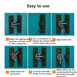 TIYPKE Barn Door Locks and Latches 90 Degree - Luminous Black Anti-Theft Sliding Door Lock Heavy Duty Gate Latch for Wooden Fence Garden Bathroom Outdoor Garage Window