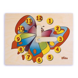 Dida - Didactic Clock in wood Butterfly - Clock manual to learn to read the hour