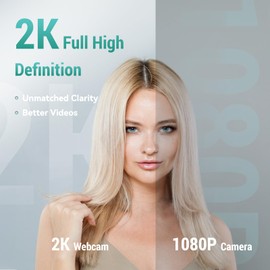 YIMONA Webcam for PC with Microphone - 2K FHD Webcam with Privacy Cover & Webcam Mounts, Plug and Play USB Web Camera for Desktop & Laptop Conference, Zoom, Skype, Facetime, Windows, Linux, and macOS