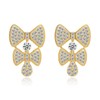 Bow Stud Earrings for Women 14K Gold Plated Zirconia Pearl