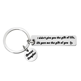Bonus Daughter Gifts from Stepmom Stepdad To My Bonus Daughter Keychain Gift for Stepdaughter Birthday Gifts for Bonus Daughter Daughter in Law Mothers Day Gifts for Unbiological Daughter Stepdaughter