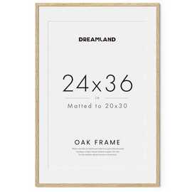 24x36 Picture Frame Solid Oak Natural Wood Frame Wood Picture Frames Mat for 20x30 with Tempered Glass for Wall & Tabletop Wall Hook Display, Natural Color 1P