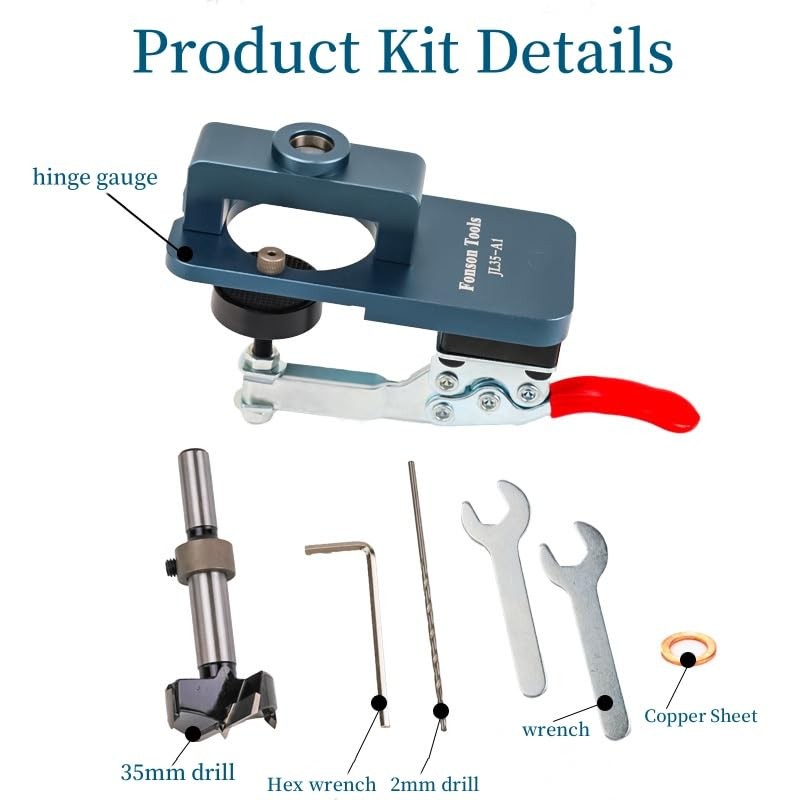 OBEST Hinge Gauge 35 mm, Concealed Hinge Gauge Door Cabinet
