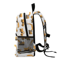 Industrial Car Excavator and Trucks on White Kids Backpack for Toddlers, Kid's Backpack for Boys Girls, Kindergarten Preschool Nursery Travel Bag