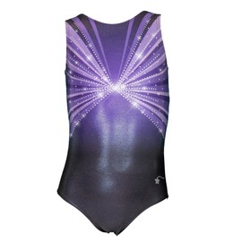 Destira Gymnastics Leotards for Girls, Interstellar Cosmic - Premium Hologram Fabric w/Dazzling Rhinestone Crystals - Dance, Cheer, Yoga, & More, Child X-Large (12)