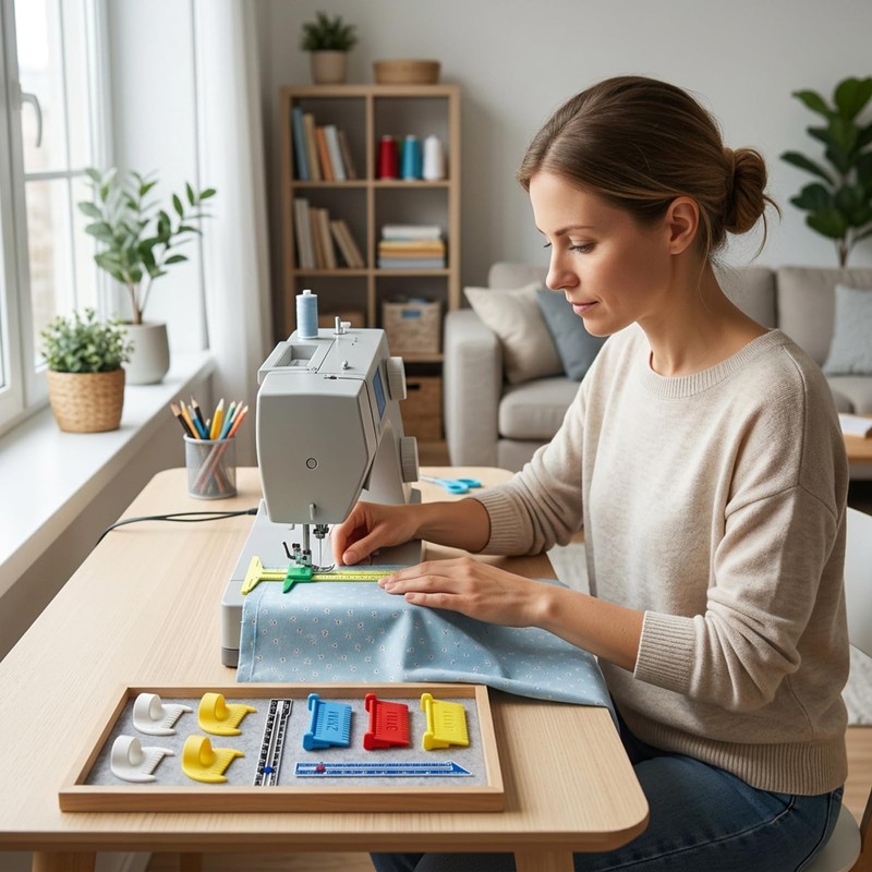 10-Piece Professional Sewing Ruler Set with 3 Stitch Guides and
