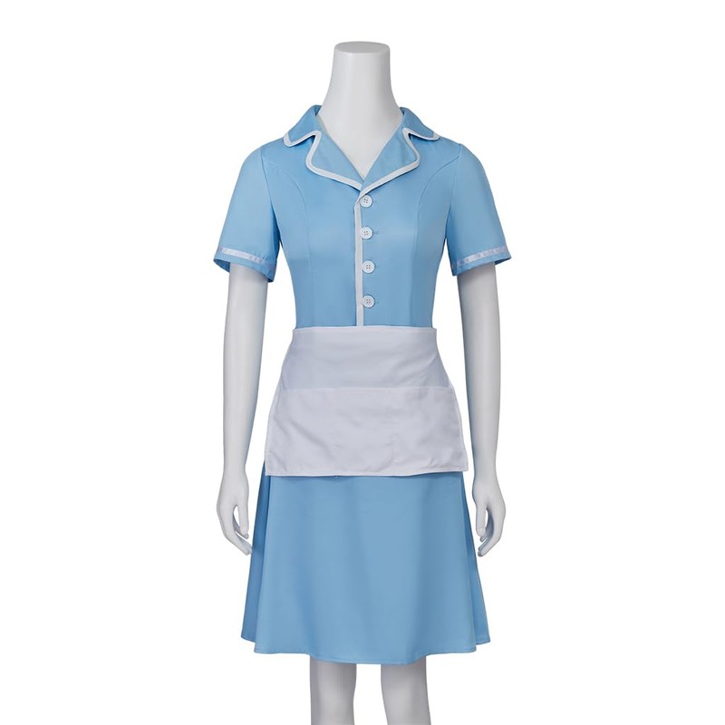 iSHOWcos Musical Waitress Cosplay Costume Women Blue Maid Dress Uniform