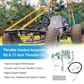 EOPOAYI 71 inch Go Kart Throttle Cable and Throttle Linkage Assembly Kit Compatible with Predator 212cc 196cc GX160 GX200 5.5hp 6.5hp Engine Coleman KT196 Manco Kandi Go Cart Parts