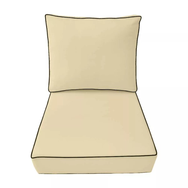 Unbranded *COVER ONLY*-Outdoor Deep Seat Back Pillow Cover Contrast Piped