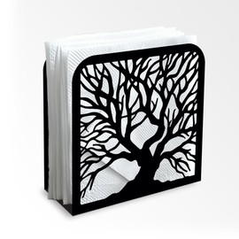 Decorative Napkin Holder Made of Black Metal in Tree Trunk Shape for the Table Napkin Holder Standing 12 x 12 x 5 cm for Home Kitchen Restaurant Picnic Party Coffee Bar Dining Room