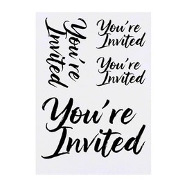 4 x 'You're Invited' Temporary Tattoos - Water Resistant, Skin-Safe, Non-Toxic Transfers, Mixed Sizes (TO00080470)