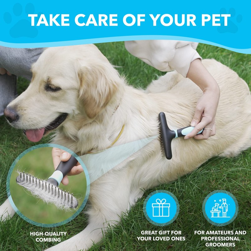 DOGI Deshedding Brush - Undercoat Rake for Dogs, Cats, Matted,
