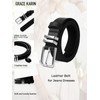 GRACE KARIN Skinny Belt for Women Black Leather Belt Silver