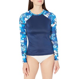 Kanu Surf Women's Keri Long-Sleeve UPF 50+ Rashguard, Eden Navy/Blue, Small