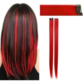 Clip-In Hair Extension Highlights Streaks x 2 (Red)