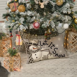 AVOIN colorlife Christmas Winter Polka Dot Snowman I Smell Snow Throw Pillow Cover, 12 x 20 Inch Winter Holiday Cushion Case Decoration for Sofa Couch