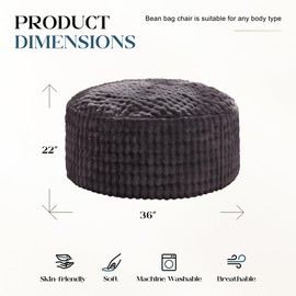 Hobestluk Bean Bag Chairs Beanbag Chair with Filler Adult Bean Bags with Fluffy & Machine Washable Cover, Giant Bean Bag Chairs for Aduts (Dark Grey, 3FT-36" x 36" x 22")