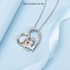 DOKIA Sister Necklace for Her, Sterling Silver Heart Pendant Cubic