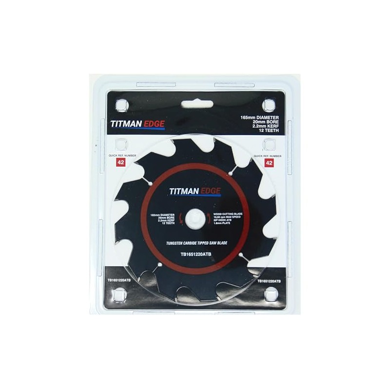 165mm Diameter TCT Saw Blade, 12 tooth & 20mm Bore