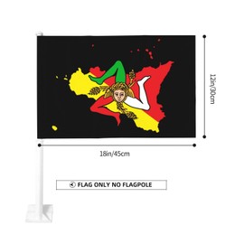 2 Pcs 12x18 Inch Sicily Car Flags Sicilian Car Flags Double Sided Printed Window Flags for Automobile Decoration (Flag Only No Flagpole)