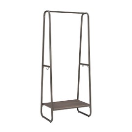 Linon Tall Pewter Richter Modern Clothing Rack Wooden Shelf