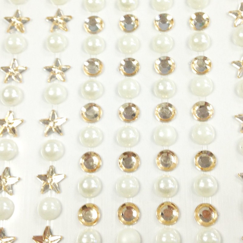 Wrapables 164 Pieces Crystal Star and Pearl Stickers Adhesive Rhinestones,