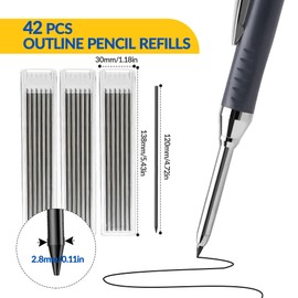 XIYING Tracer Pencil Refills, 42 Pcs Black Pencil Refills for Woodwork Construction Building, Replacement Woodworking Marking Scribe Tools