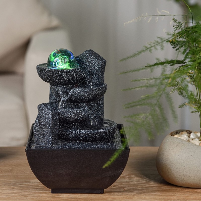 Indoor Fountain Relaxing Zen Cascade Colourful LED Light, Useful Gifts