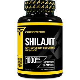 Primaforce Shilajit 120 Capsules (1000mg) - with Naturally Occurring Fulvic Acid, 60 Servings