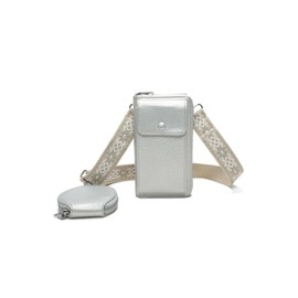 Women's Celphone Purse Wallet with Purse and Wide Strap Crossbody Bag -SILVER
